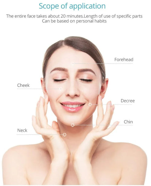 EMS RF Skin Care Clean Tighten Lifting Facial LED Photon Radio Frequency Beauty Massager - Pink